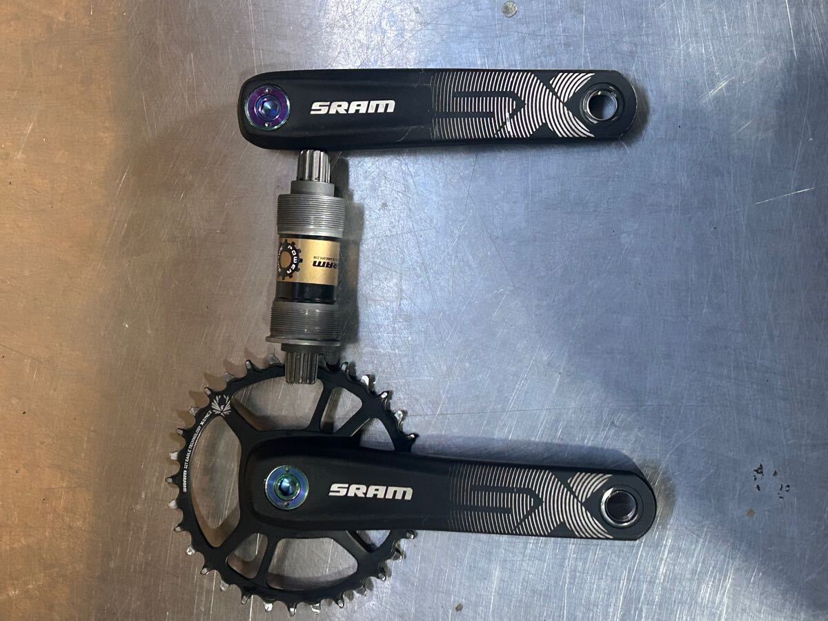 SRAM SX 165mmクランク 新車外し チタンクランクボルト付き 32tチェーンリング付き コッタレスBB
