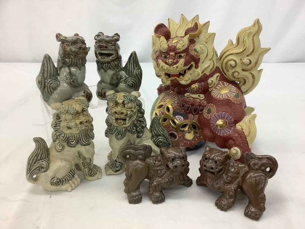 九谷焼 魔除け 獅子 置物 中古品 ①|九谷 九谷焼 魔除け 獅子 置物 中古品 ①|九谷
