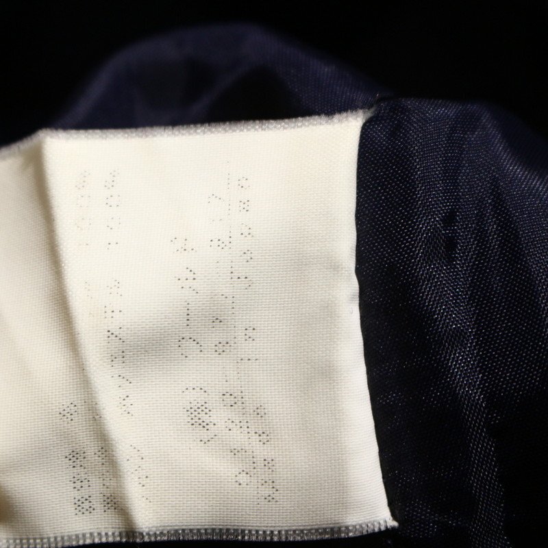 美品 クローラ CROLLA アクアガール 株) ワールド 毛100％ 秋 冬 リボンベルト フレアスカート 36 S ネイビー 紺 日本製 通勤 オフィス_画像3