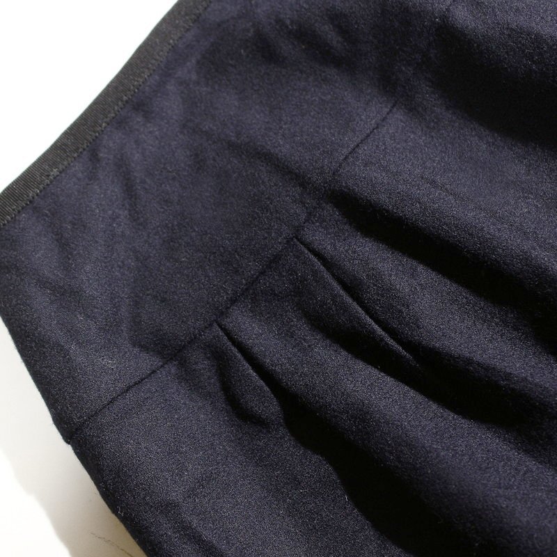 美品 ローラアシュレイ Laura Ashley London 秋 冬 毛 シンプル Aライン フレアスカート 1 ネイビー 紺 通勤 オフィス ビジネス フォーマル_画像2