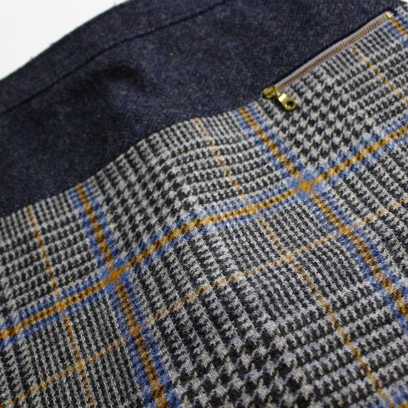 美品 イギリス素材 組曲 クミキョク 株) オンワード樫山 秋 冬 上品 MOON ムーン ヘンリボーン × ツイードスカート 3 ネイビー 紺 グレー_画像2