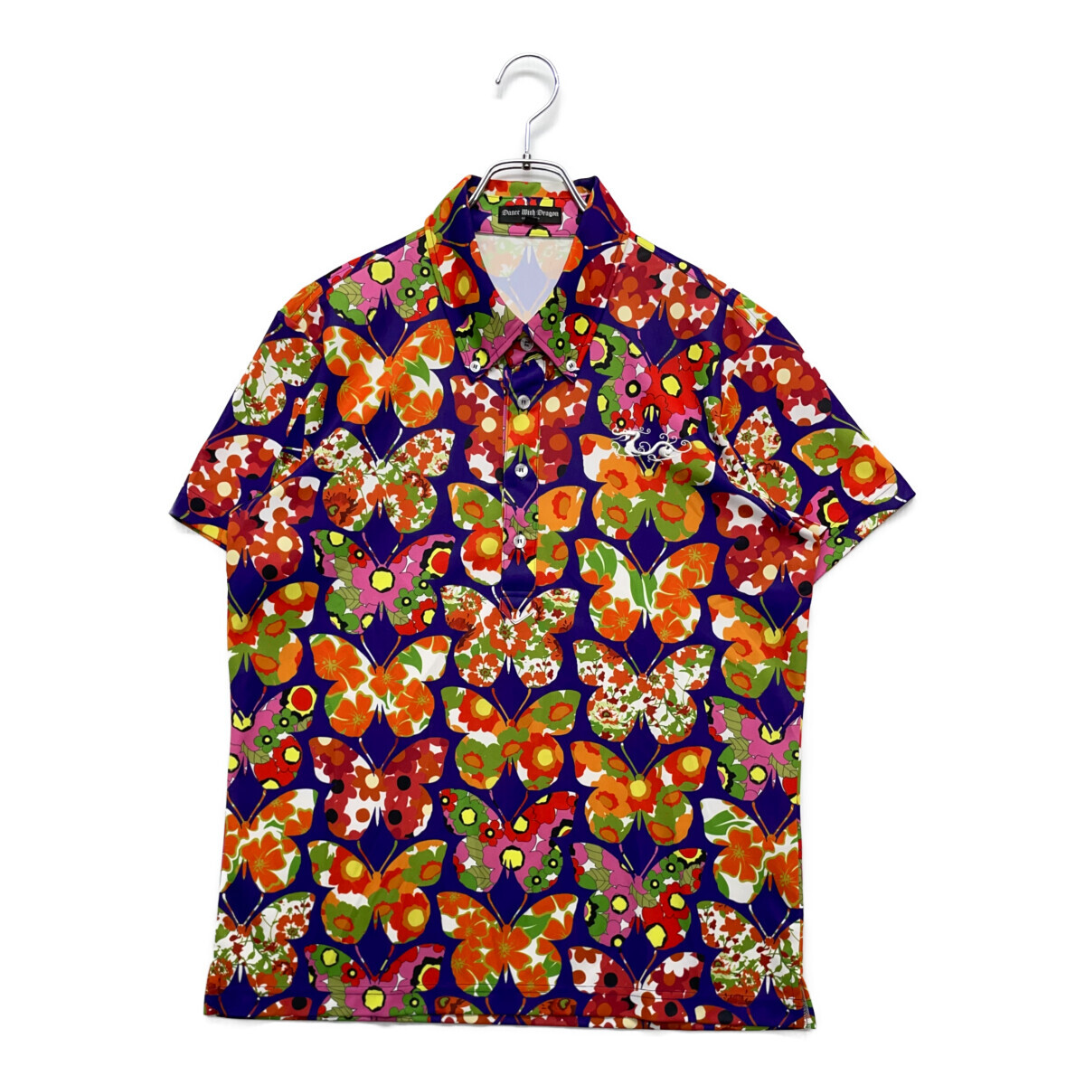 coco 中古 ダンスウィズドラゴン DANCE WITH DRAGON メンズ 半袖ポロシャツ 3(L) ルチカラー 蝶/花柄 レターパックプラス発送可 91688