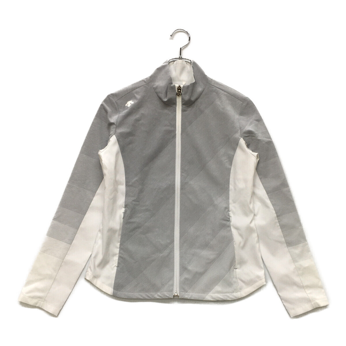 coco 未使用品 デサントゴルフ DESCENTE GOLF レディース ジャケット M グレー×白 長袖 ウインド素材 レターパックプラス発送可 90075