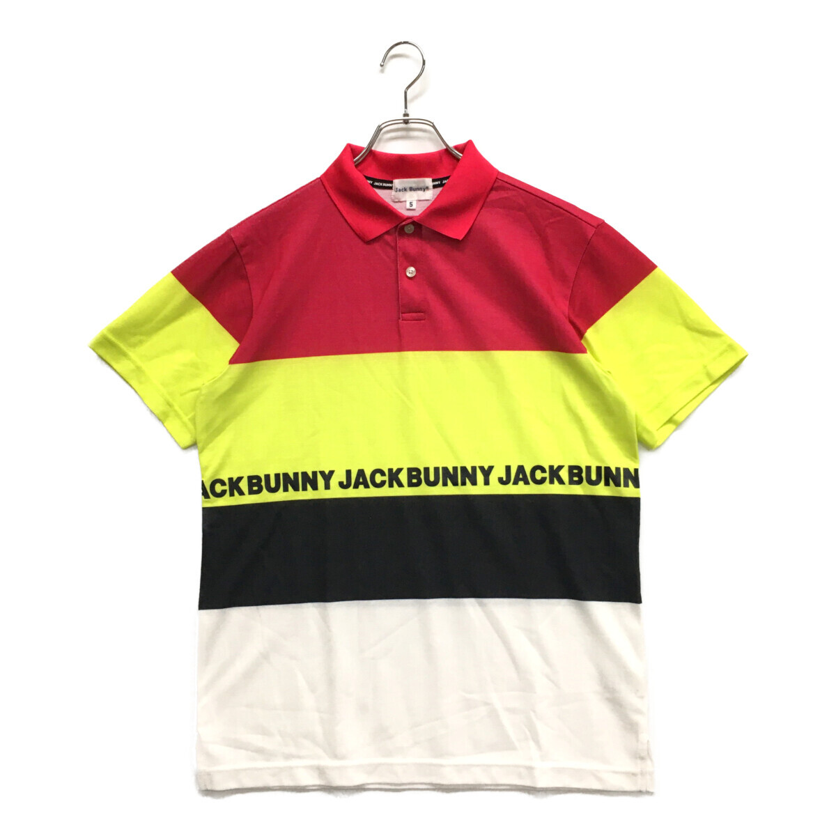coco 中古 ジャックバニー Jack Bunny!! メンズ 半袖ポロシャツ 5(L) ピンク×黄色×白 レターパックプラス発送可 94932