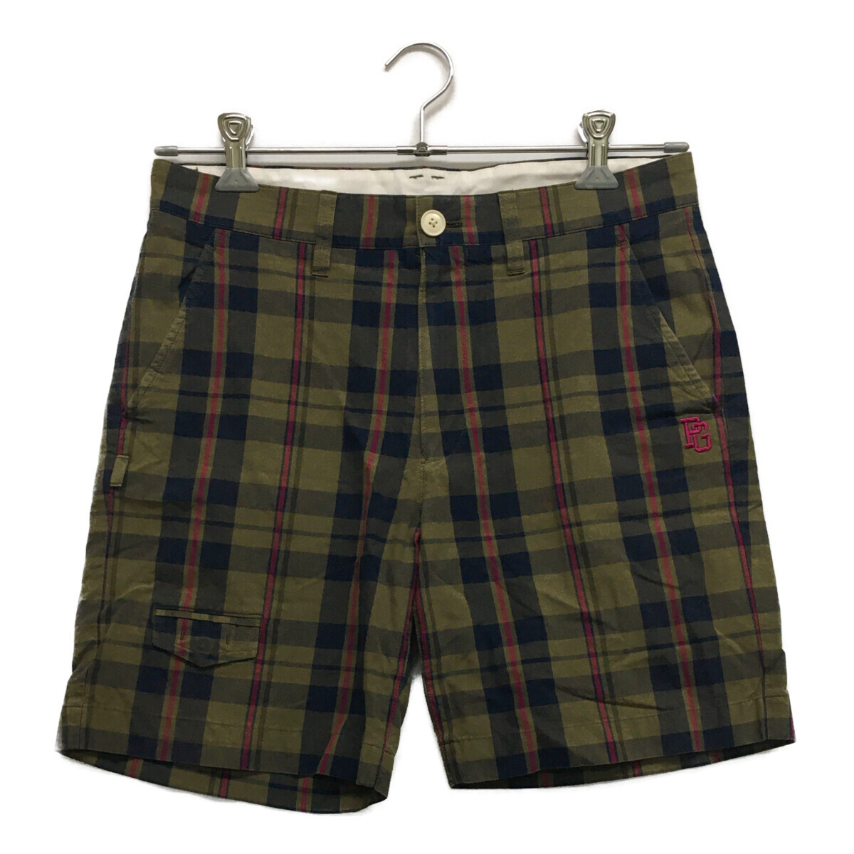 coco 中古 パーリーゲイツ PEARLY GATES メンズ ハーフパンツ 4(M) カーキ×紺×ピンク チェック柄 レターパックプラス発送可 94464