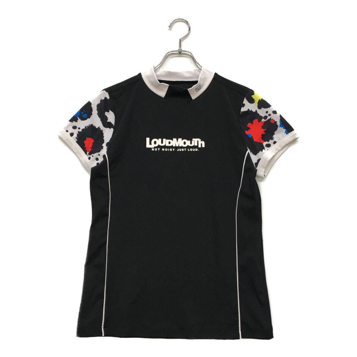 coco 中古 ラウドマウス LOUDMOUTH レディース 半袖シャツ L 黒 ブラック モックネック ストレッチ ネコパケ発送可 90025