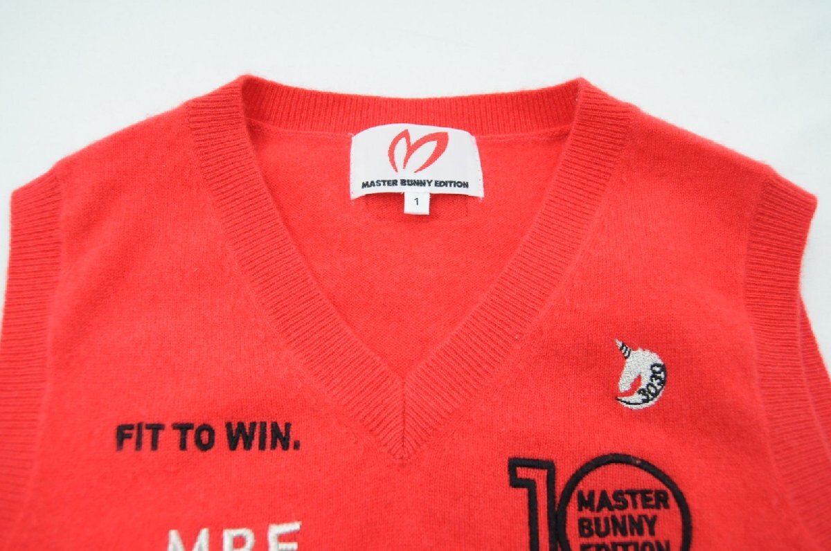 coco 中古 マスターバニーエディション レディース ベスト 1(M) 赤 レッド Vネック カシミヤ100％ レターパックプラス発送可 70968_画像3