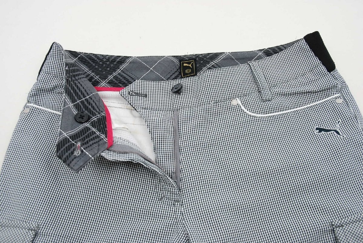 coco 中古 プーマ PUMA レディース パンツ M 黒×白 チェック レターパックプラス発送可 66794_画像3