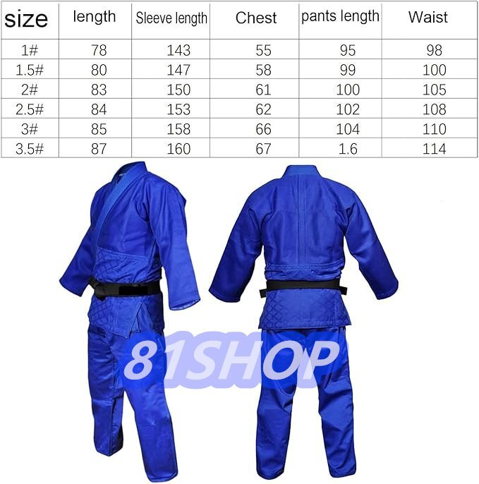 81SHOP」柔道着空手ユニフォームソフト柔道着厚いトップとパンツ 81SHOP」柔道着空手ユニフォームソフト柔道着厚いトップとパンツ