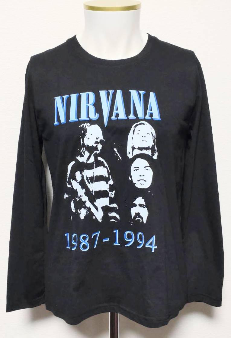 送料無料　【Mサイズ】ニルヴァーナ　NIRVANA　Tシャツ　長袖　ロックバンド　青　ファンスマ