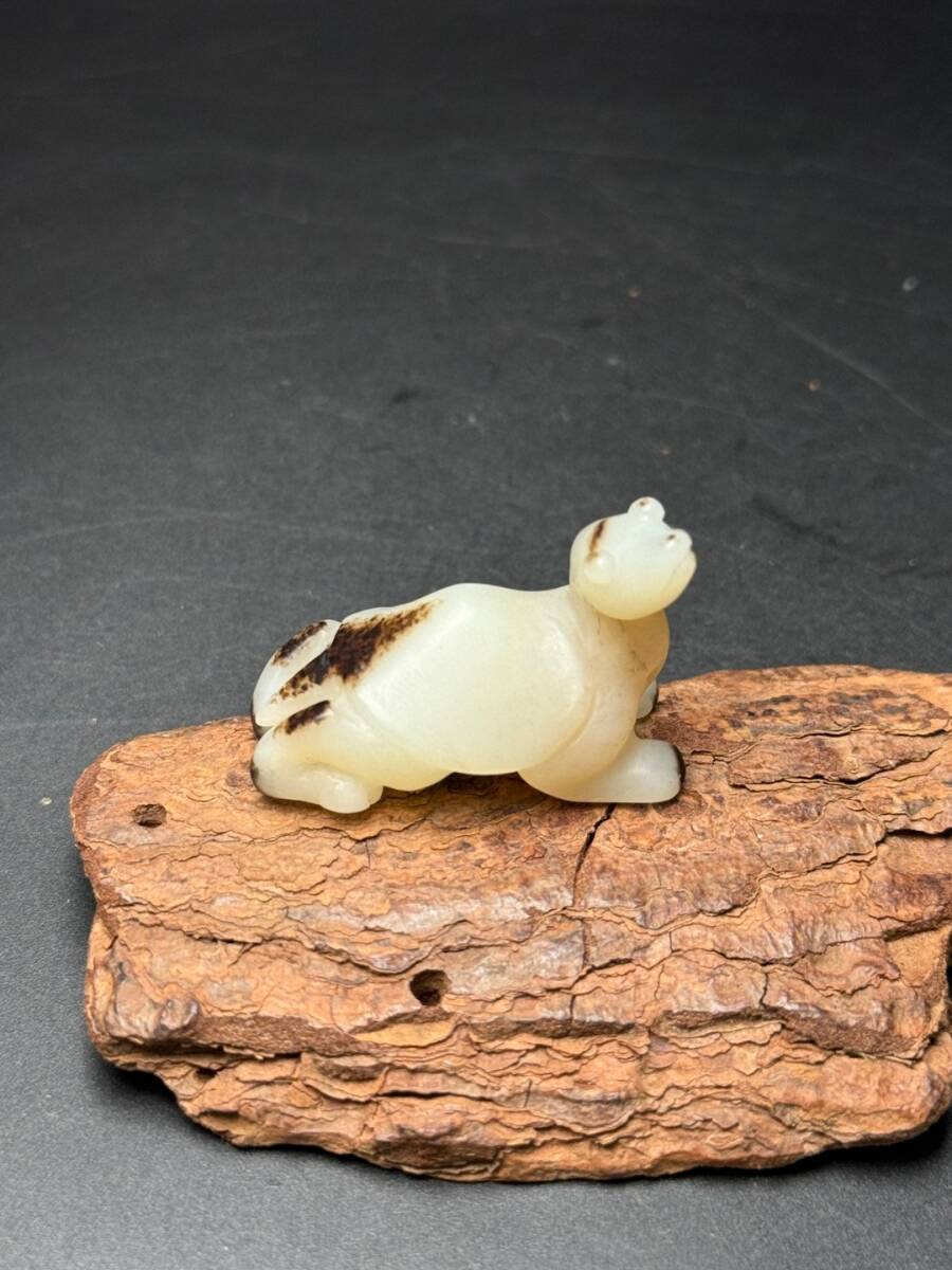 蔵友旧蔵出 和田玉製 細密彫 富貴長壽 烏龜 貴重物品 置物 賞物 中国時代美術品