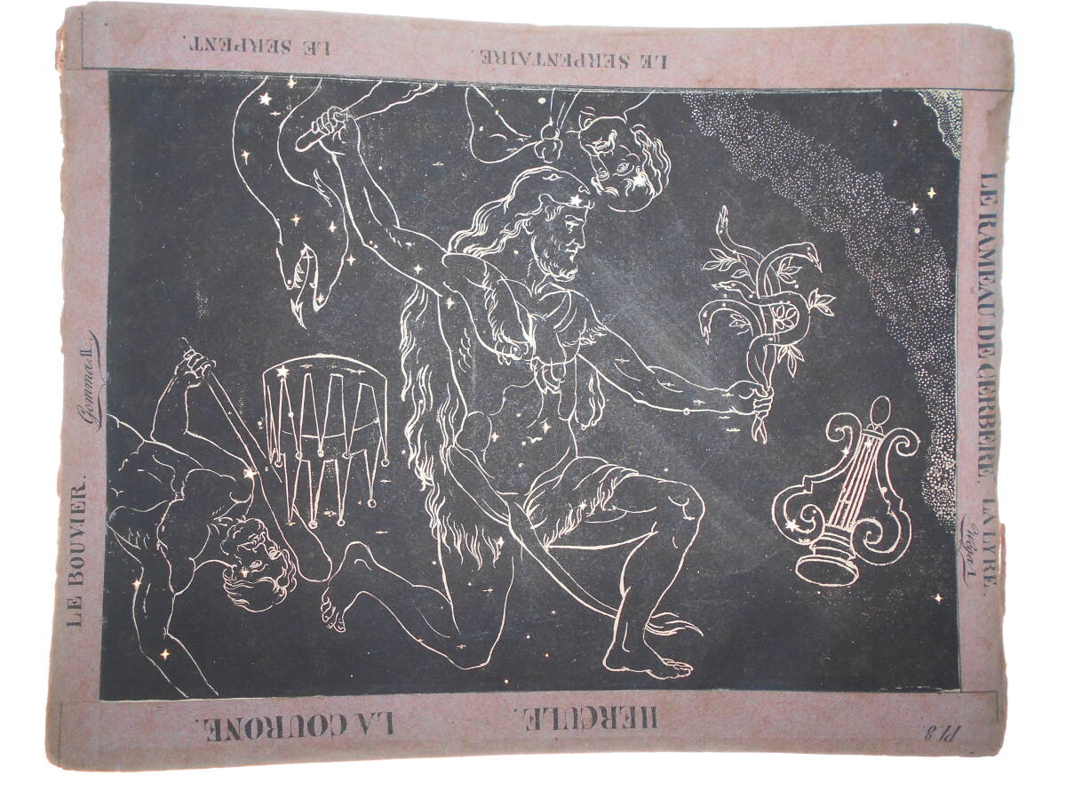 超稀少即決1826年『スイス製星座カード第8図ヘラクレス座他 超稀少即決1826年『スイス製星座カード第8図ヘラクレス座他