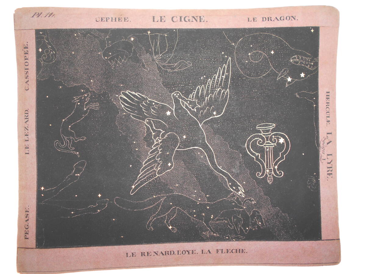 超稀少即決1826年『スイス製星座カード第11図はくちょう座 超稀少即決1826年『スイス製星座カード第11図はくちょう座