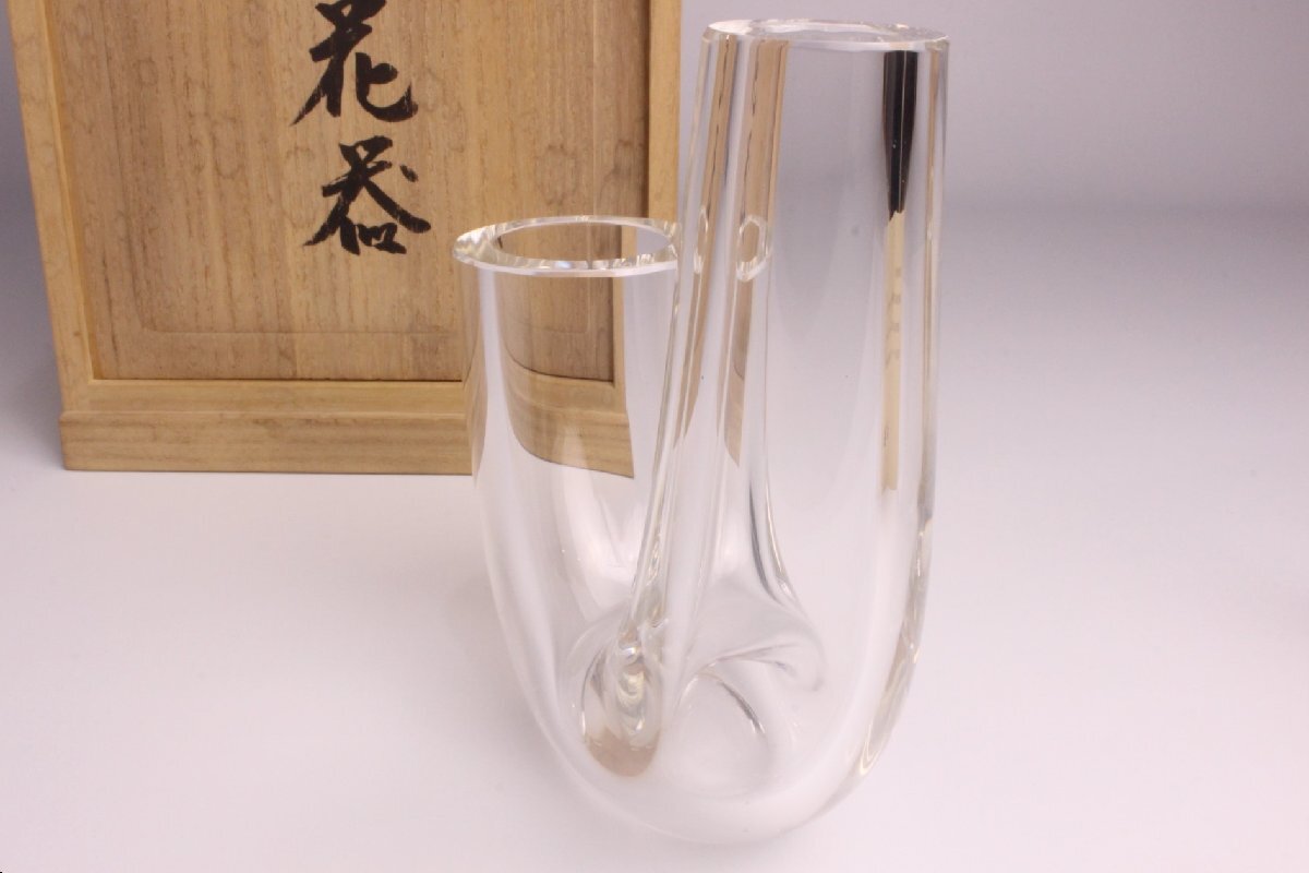 【初回限定】 狸庵RS」 各務 満 作 クリスタル花器 「共箱・栞」/ カガミ クリスタルガラス