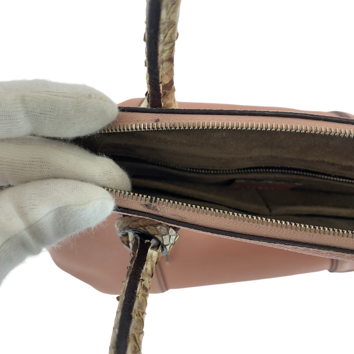 美品 LOUIS VUITTON ルイヴィトン パルナセア ロックイット PM ピンク シルバー金具 レザー/パイソン N92045 トートバッグ 410116