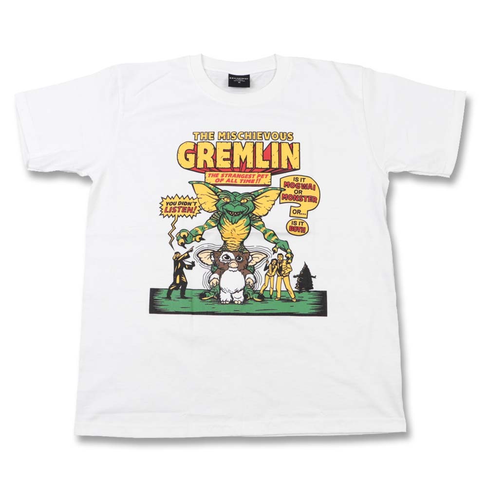bw2●新品 白 XLサイズ●グレムリン GREMLINS 半袖Tシャツ//バンドTシャツ ロックTシャツ ギズモ ストライプ モグワイ 映画