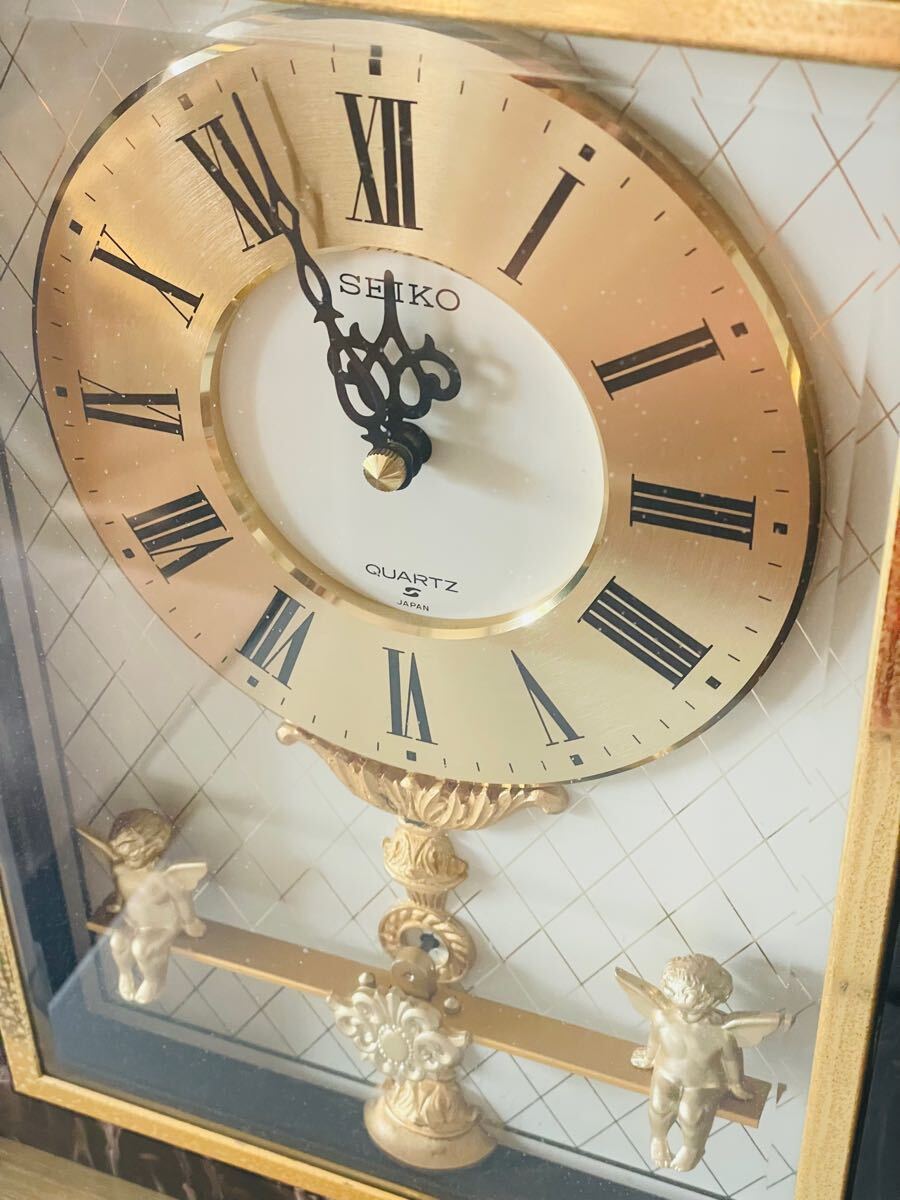 動作確認済み☆SEIKO セイコー 高級 置時計 大理石風 天使 動作確認済み☆SEIKO セイコー 高級 置時計 大理石風 天使