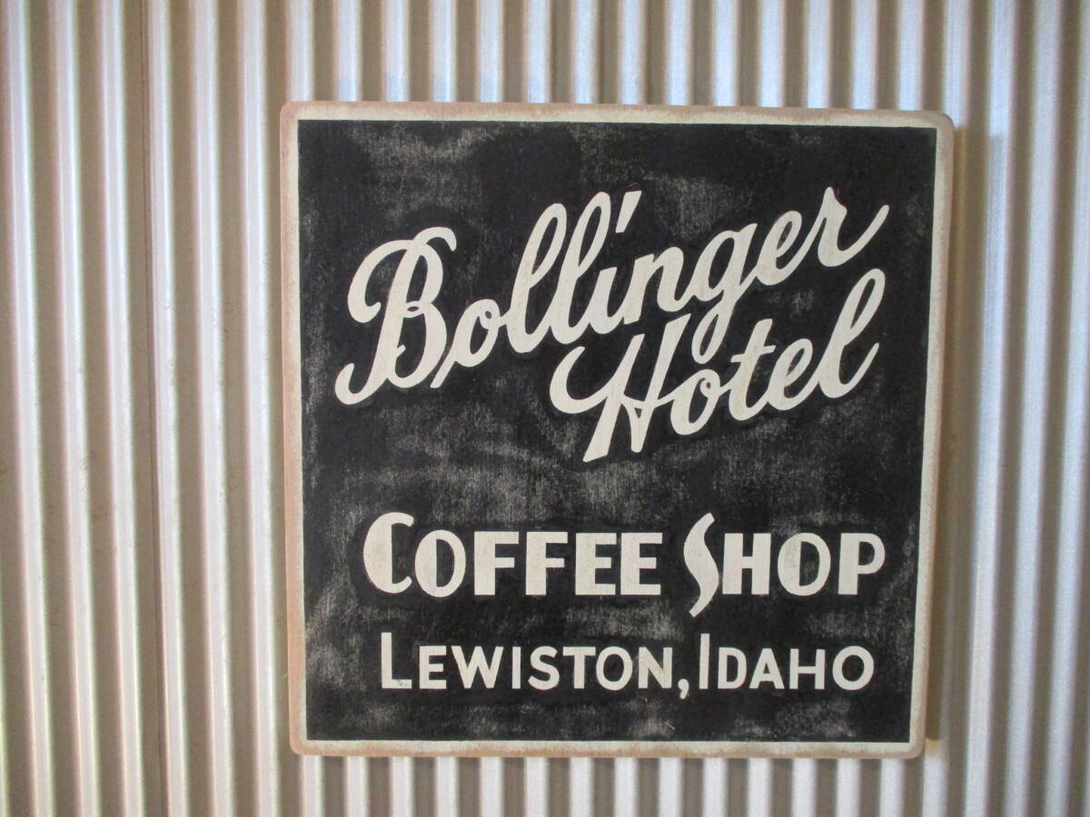 ビンテージサイン木製看板 BOLLINGER HOTEL COFFEE SHOP検）コーヒーシャビーカントリーカフェアンティークCAFEレストランバーUSA40s50s60s