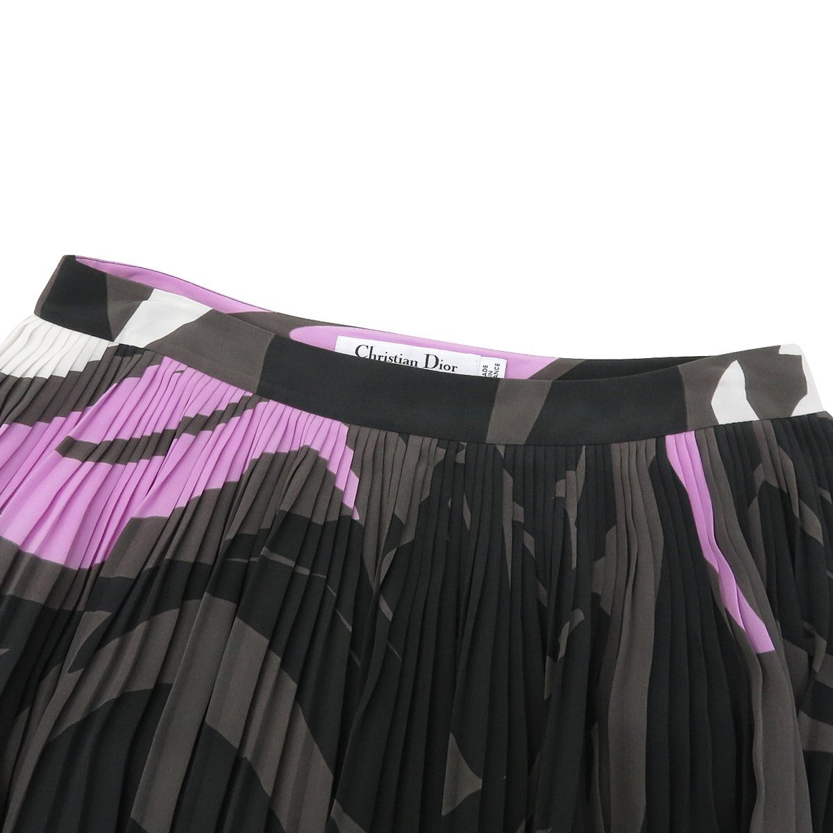 極美品 クリスチャン ディオール 6C21337A1670 総柄 マルチカラー プリント プリーツ ミニ スカート 47022