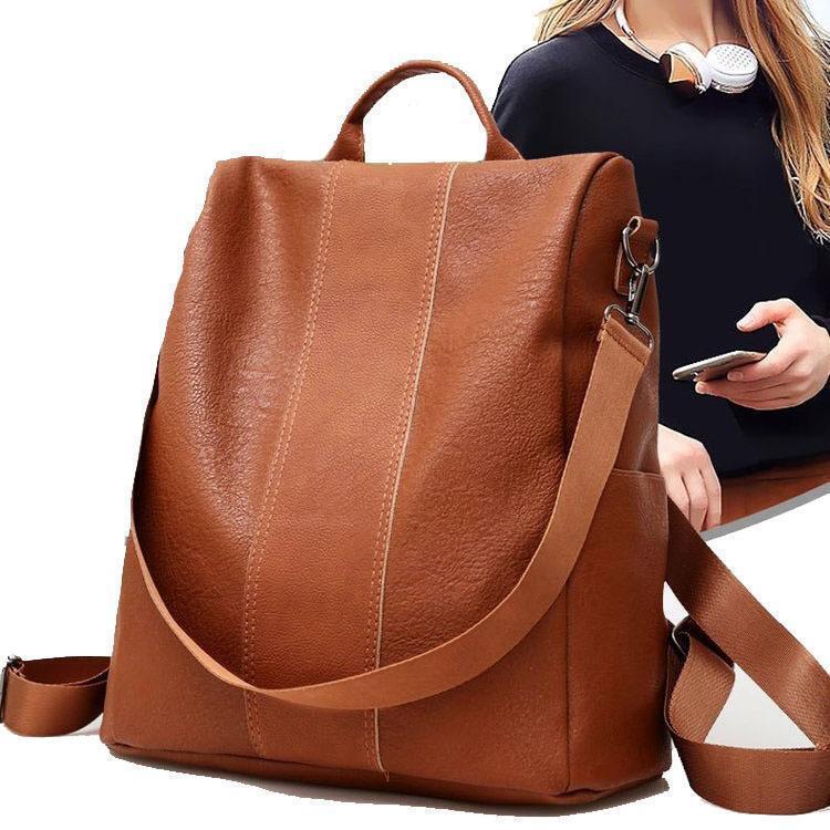  rucksack rucksack lady's high capacity waterproof leather leather campus unused new goods going to school Brown light weight 2way 3way bag in stock 