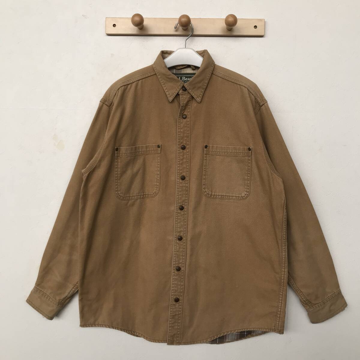最新な カナダ製 チェック柄裏地 ダック地(キャンバス地)カバーオール メンズ エルエルビーン OMS94 L.L.Bean 良品 M/XL size 男性用