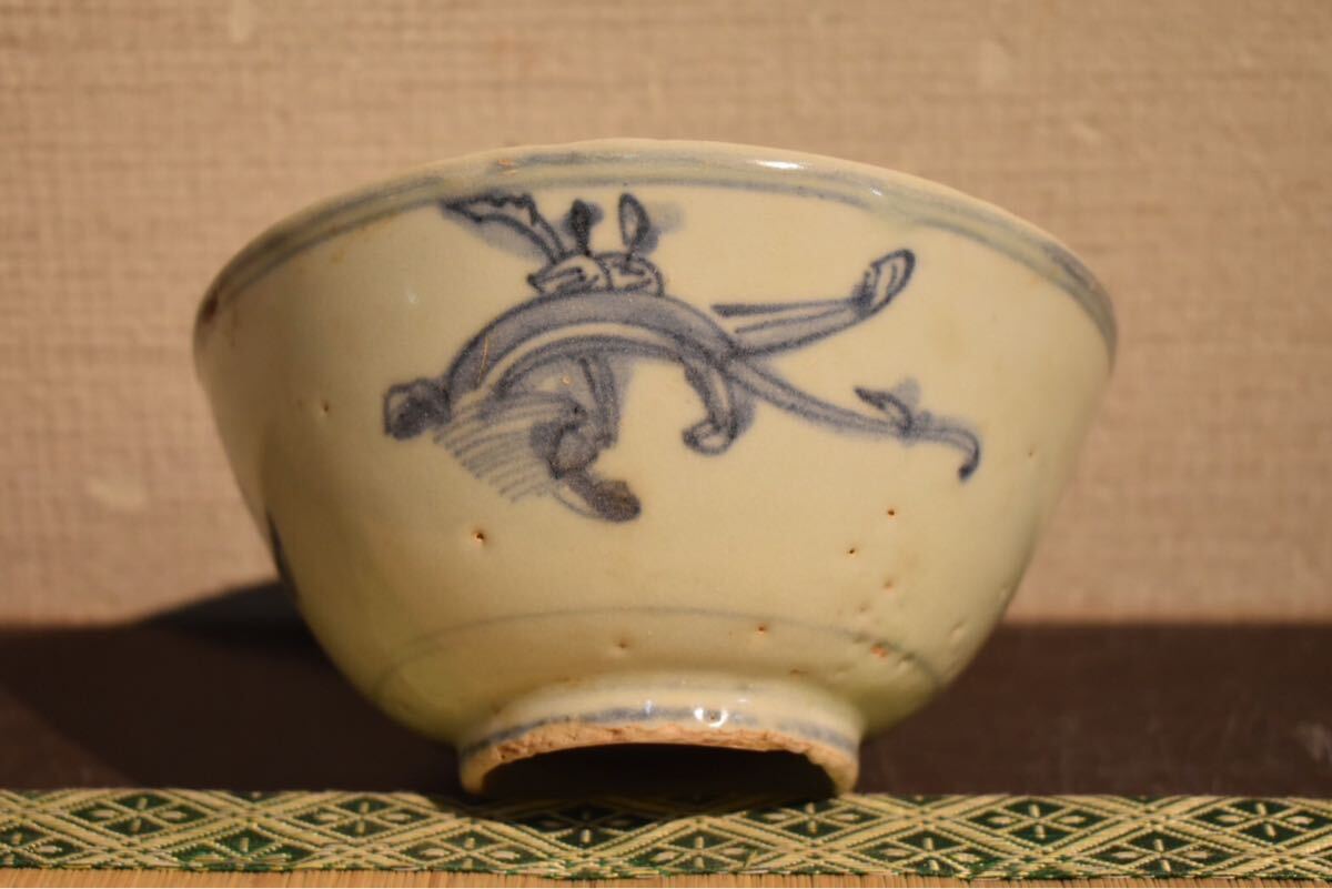 正式的 中国 うれし 茶碗骨董 染付 時代品青花 染付