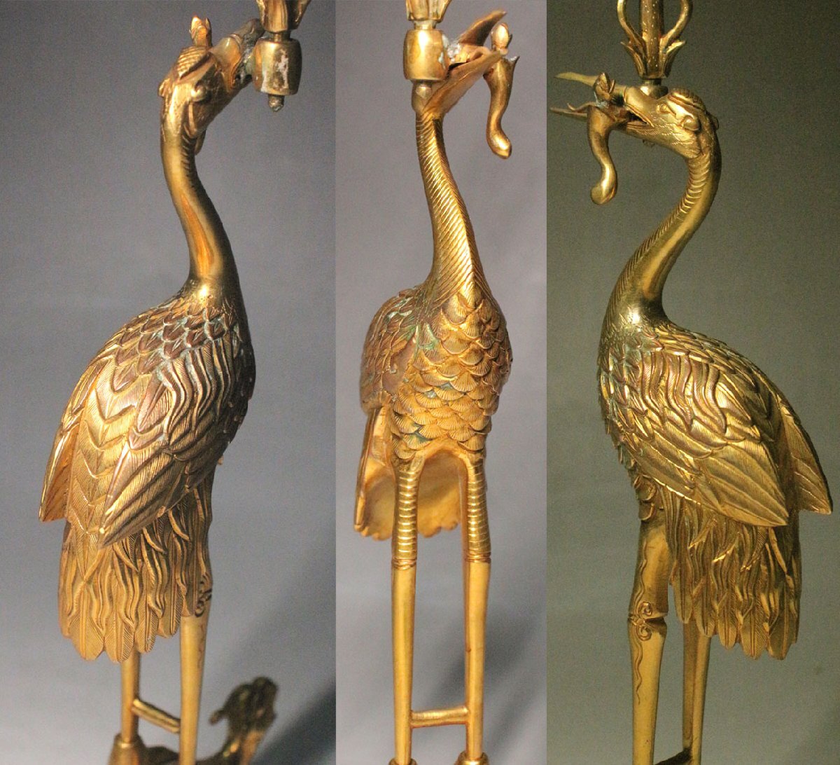 逸品市場□至極の一品□京仏具 古式水銀鍍金 極上彫鶴亀三具足 逸品市場□至極の一品□京仏具 古式水銀鍍金 極上彫鶴亀三具足