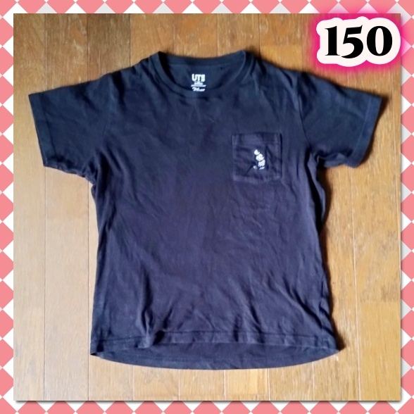 ユニクロ UNIQLO ミッキー Tシャツ 150 半袖 刺繍 ワンポイント