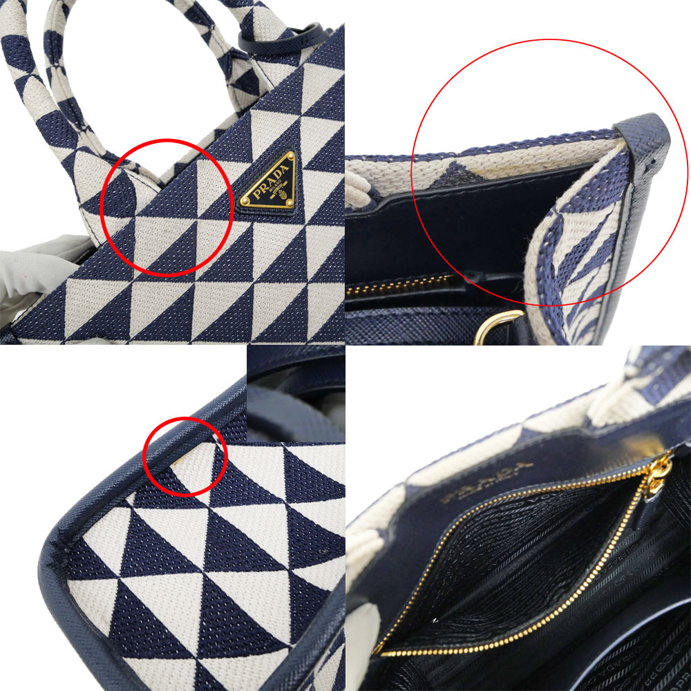 [ название восток ] Prada TRIANGOLO JACQU рука 2WAY сумка на плечо символ маленький большая сумка 1BA354 темно-синий женский мужской прочее 