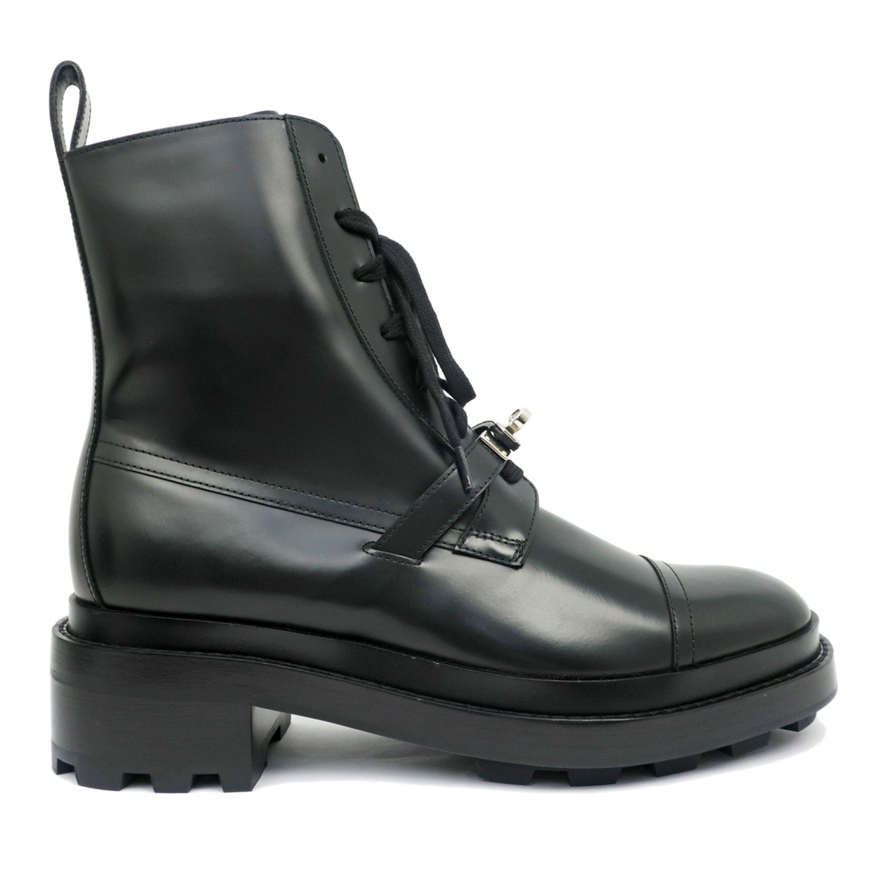 【名東】エルメス ブーツ ファンク 38 BK 黒 SV金具 ケリーバックル レディース アパレル 女 靴