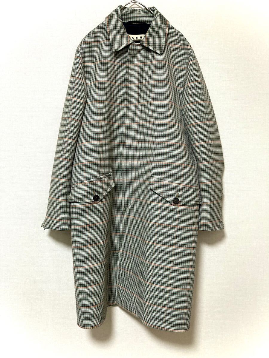 マルニ marni チェック ステンカラーコート ウール メンズ 総柄 マルニ marni チェック ステンカラーコート ウール メンズ 総柄
