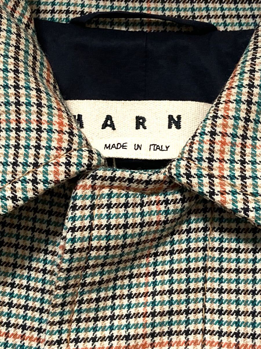 マルニ marni チェック ステンカラーコート ウール メンズ 総柄 マルニ marni チェック ステンカラーコート ウール メンズ 総柄