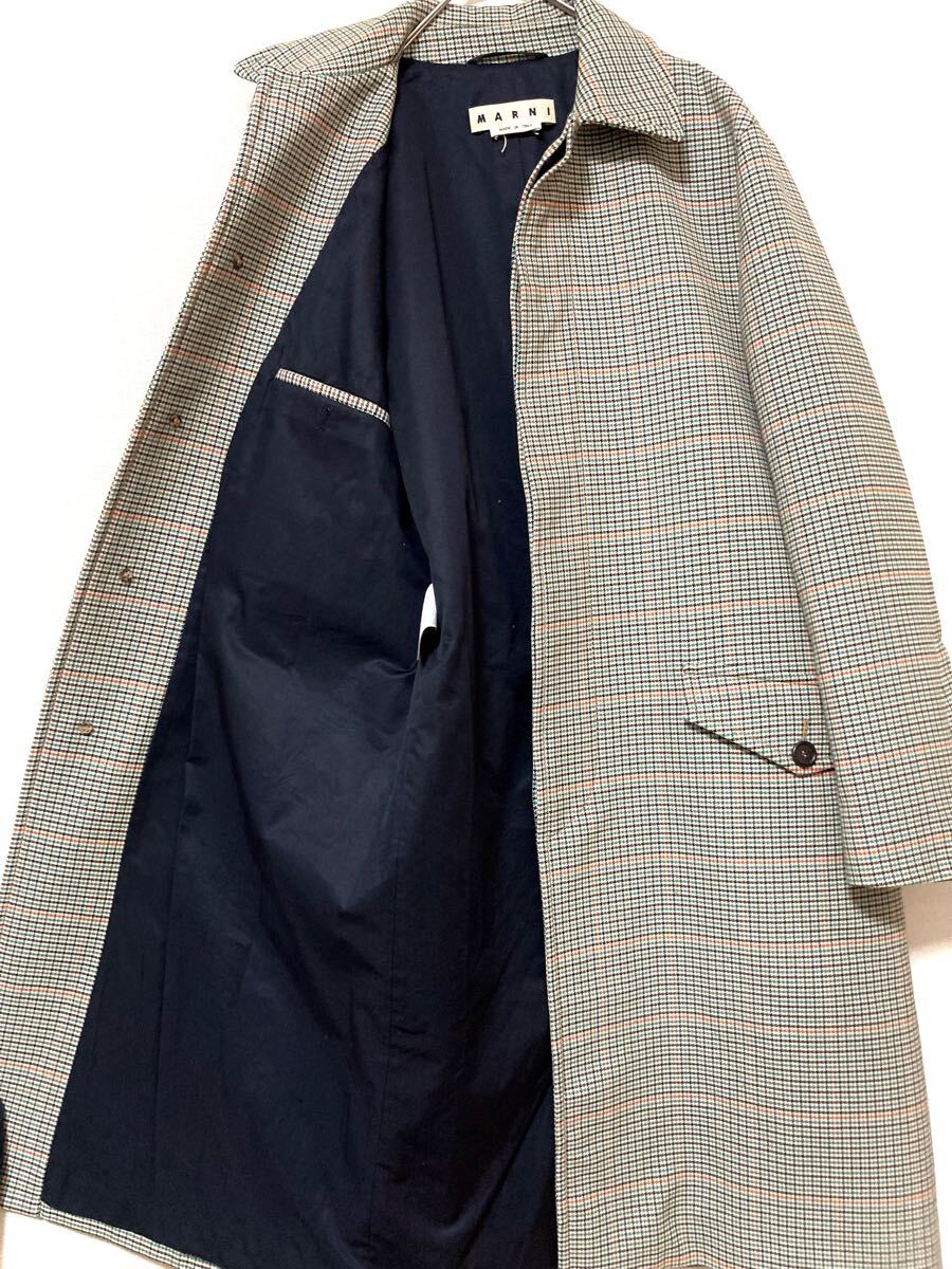 マルニ marni チェック ステンカラーコート ウール メンズ 総柄 マルニ marni チェック ステンカラーコート ウール メンズ 総柄