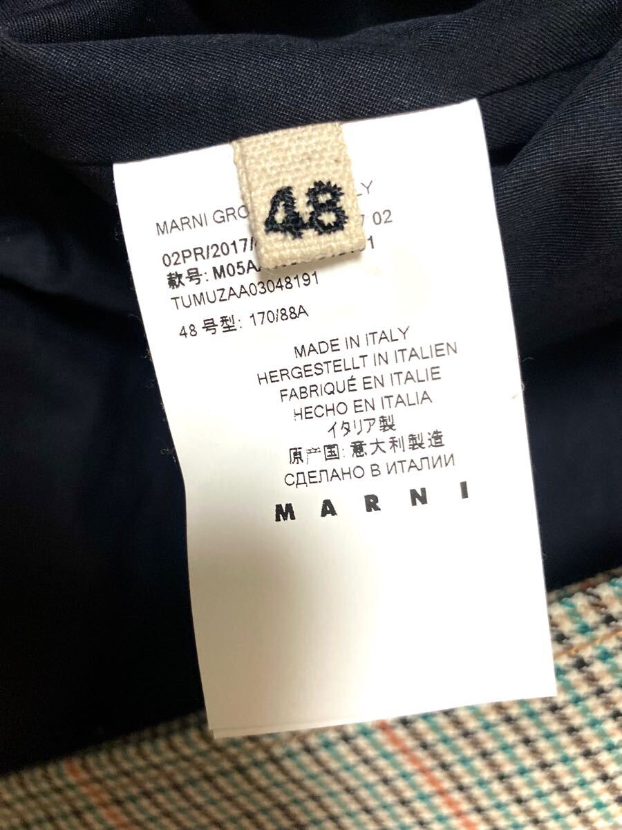 マルニ marni チェック ステンカラーコート ウール メンズ 総柄 マルニ marni チェック ステンカラーコート ウール メンズ 総柄