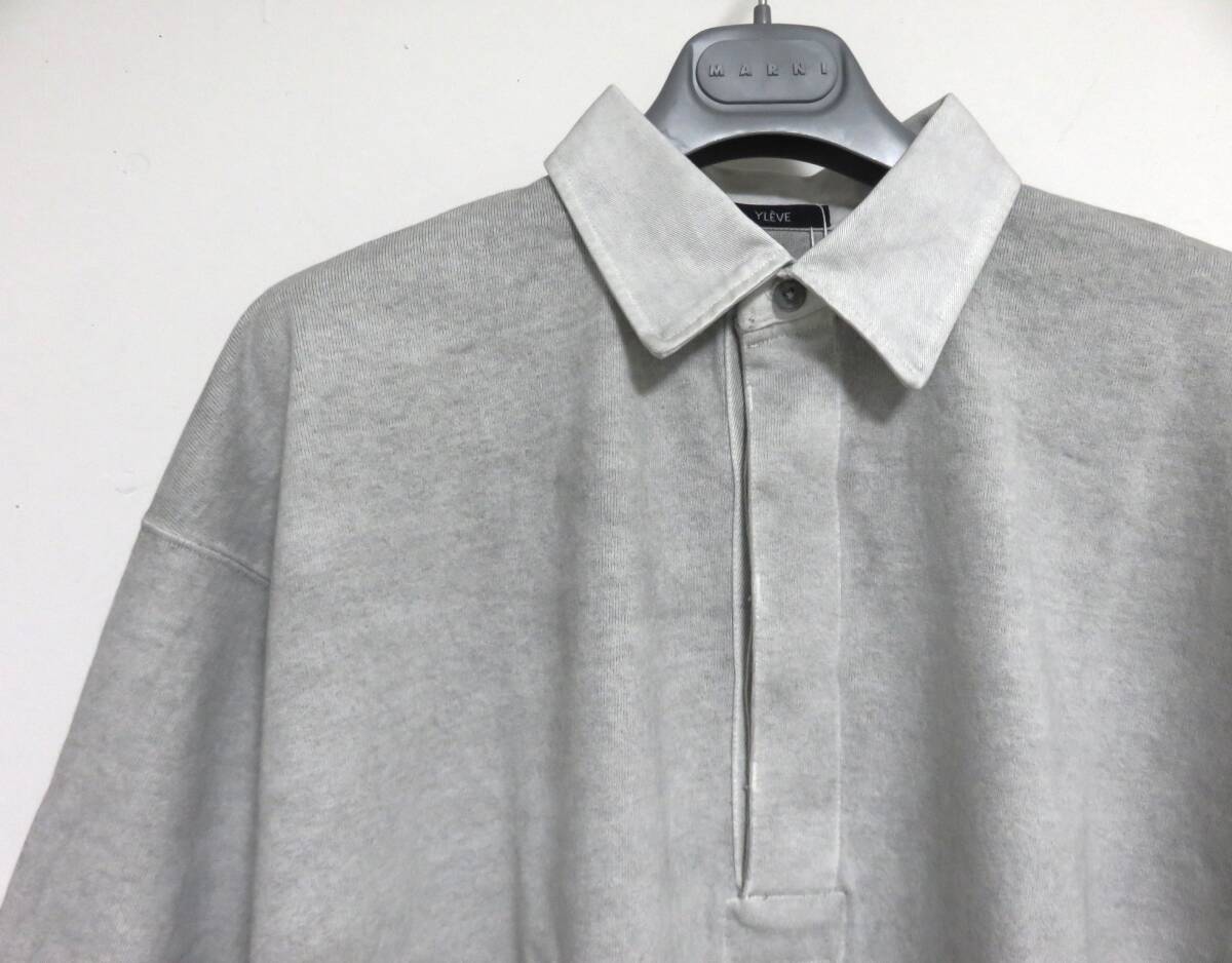 送料無料 定価2.5万 新品 YLEVE PIGMENT DYE ラガーシャツ 4 グレー 日本製 イレーヴ ピグメントダイ ポロシャツ イレーブ_画像2
