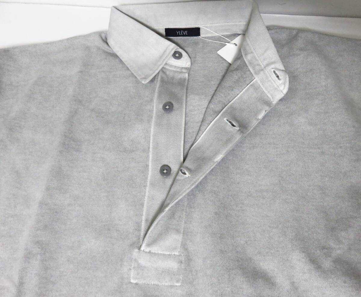 送料無料 定価2.5万 新品 YLEVE PIGMENT DYE ラガーシャツ 4 グレー 日本製 イレーヴ ピグメントダイ ポロシャツ イレーブ_画像8