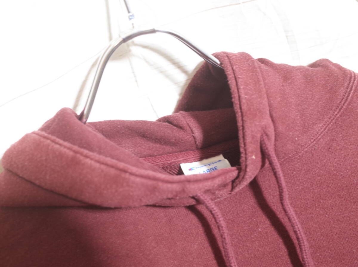 メンズ pl298 Champion チャンピオン ロゴ プリント プルオーバー スウェット パーカー L バーガンディー スエット_画像4
