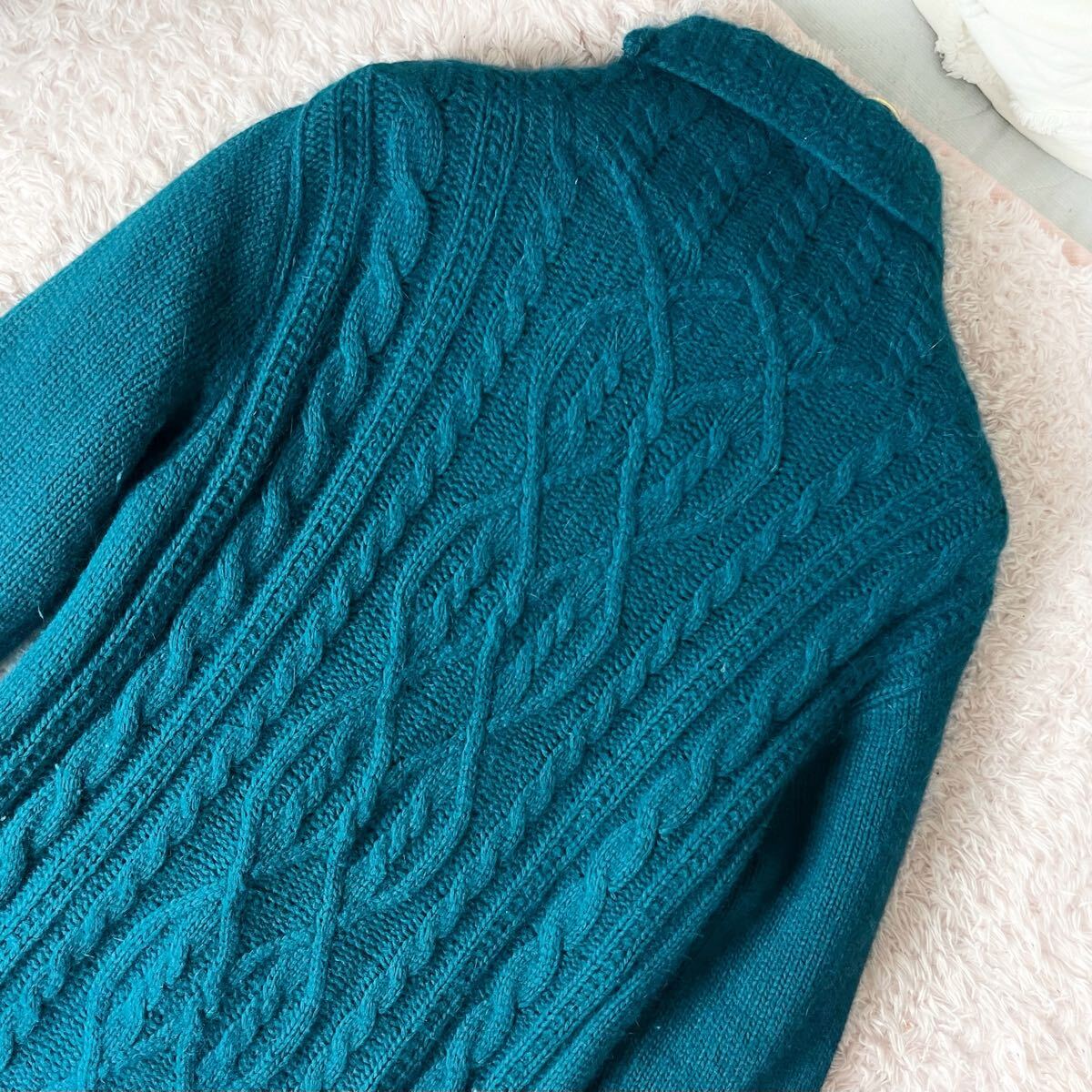 AMERIVINTAGE アメリヴィンテージ ウール アンゴラ ケーブルニット ニットワンピース ロングワンピース ハイネック グリーン ブルー フリー_画像5