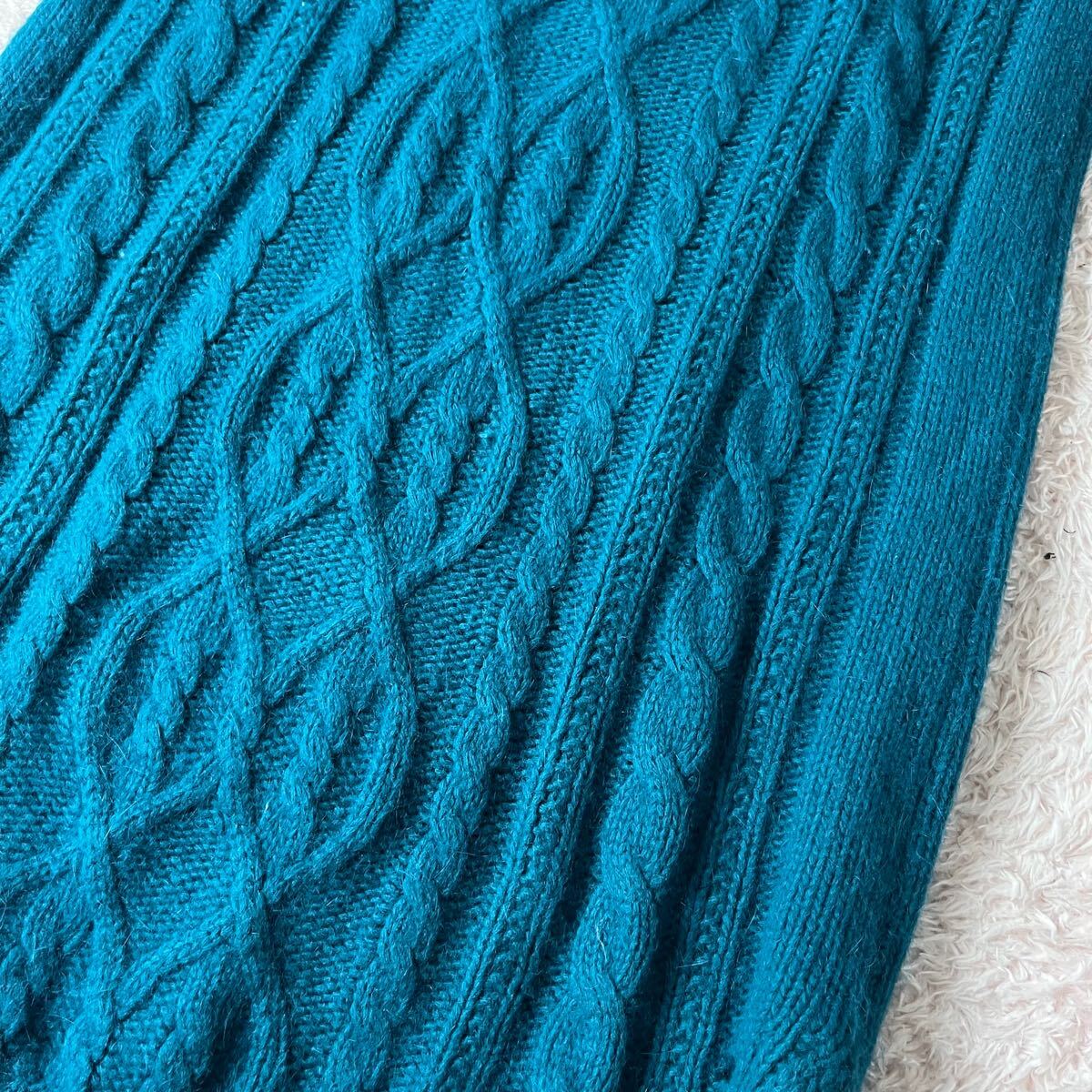 AMERIVINTAGE アメリヴィンテージ ウール アンゴラ ケーブルニット ニットワンピース ロングワンピース ハイネック グリーン ブルー フリー_画像9