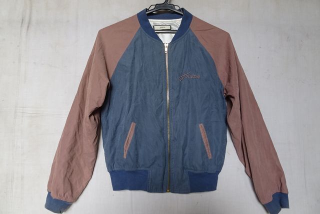 jouetie/ジュエティ/ブルゾン/ジャンパー/アウター/前ジップアップ/袖くすみ茶配色/ハートししゅう/くすみ紺/ネイビー/Mサイズ(11/13R6)_画像1