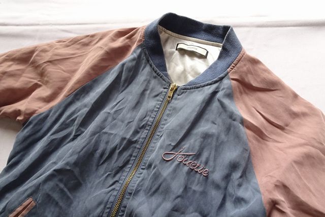 jouetie/ジュエティ/ブルゾン/ジャンパー/アウター/前ジップアップ/袖くすみ茶配色/ハートししゅう/くすみ紺/ネイビー/Mサイズ(11/13R6)_画像6