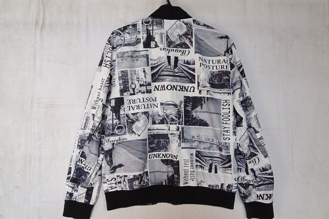 Suggestion/サジェッション/リバーシブルブルゾン/ジャンパー/前ジップ/無地/写真風モノトーンプリント/黒/ブラック/Mサイズ(11/14R6)_画像4