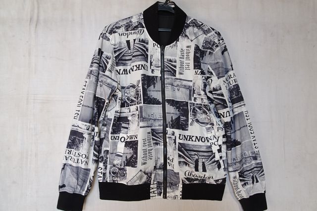 Suggestion/サジェッション/リバーシブルブルゾン/ジャンパー/前ジップ/無地/写真風モノトーンプリント/黒/ブラック/Mサイズ(11/14R6)_画像3