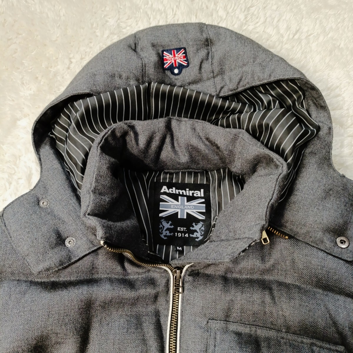 美品 アドミラル Admiral ウール メンズダウンジャケット グレー 美品 アドミラル Admiral ウール メンズダウンジャケット グレー