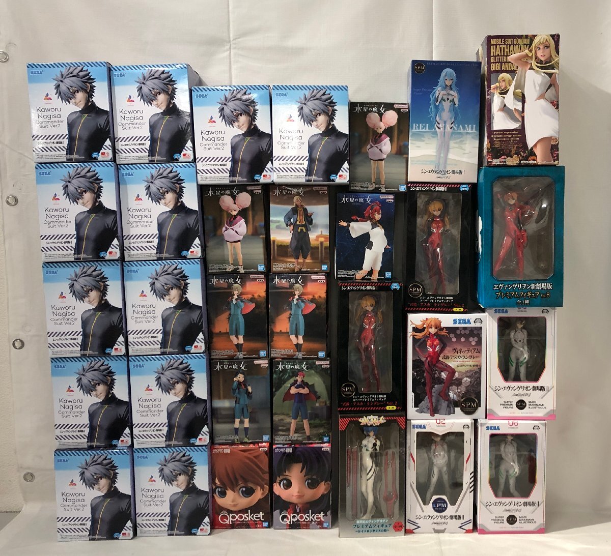 1円～ 未開封 フィギュア 32点まとめ エヴァンゲリオン レイ アスカ マリ カヲル 水星の魔女 チュチュ グエル 他 ☆良品☆[31-1113-M4]