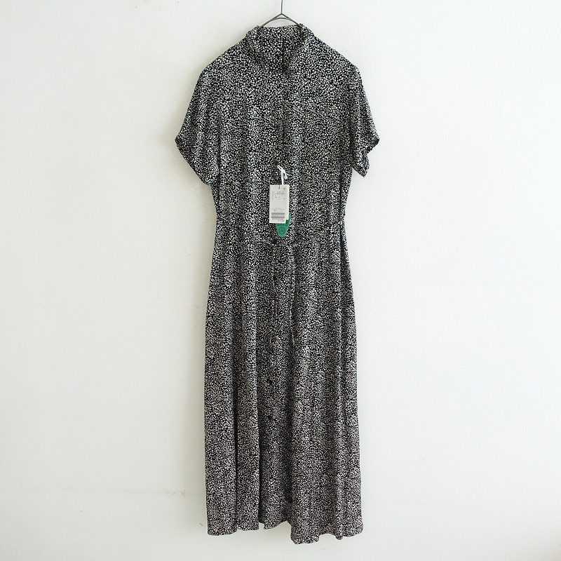 【美品/2024】アウトドア OUTDOOR *オープンカラーワンピース*Fシャツ総柄黒ブラック(33-2410-115)【20K42】