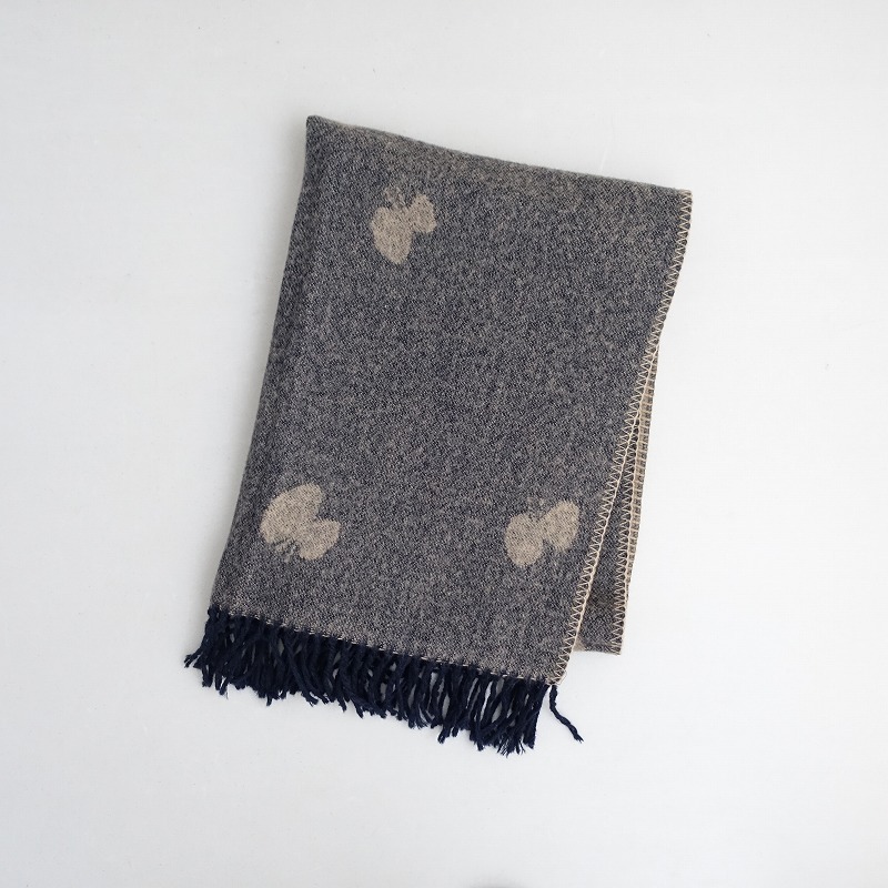 【定価2.5万】ミナペルホネン×クリッパン mina perhonen×KLIPPAN *choucho ウールフリンジストール*北欧(st25-2410-122)【50K42】