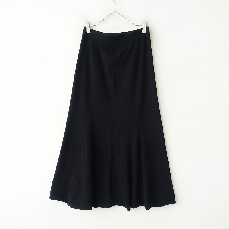 ドレステリア DRESSTERIOR *リブニットロングマーメイドスカート*38ウエストゴム黒ブラックボトムス(sk1-2410-403)【51K42】