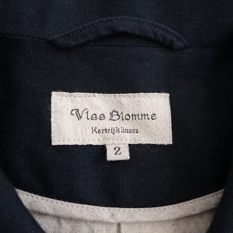 ヴラスブラム Vlas Blomme *ラチネ コットンリネンコート*2ジャケット濃紺アウターロング羽織り綿麻(jk1-2410-362)【81K42】