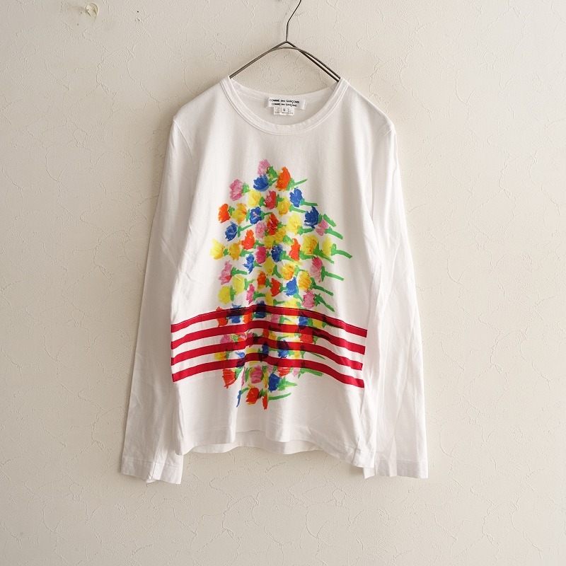 コムデギャルソン COMME des GARCONS *フラワープリントコットン長袖Tシャツ*Sカットソー綿ロンTトップス(1-2410-473)【81K42】